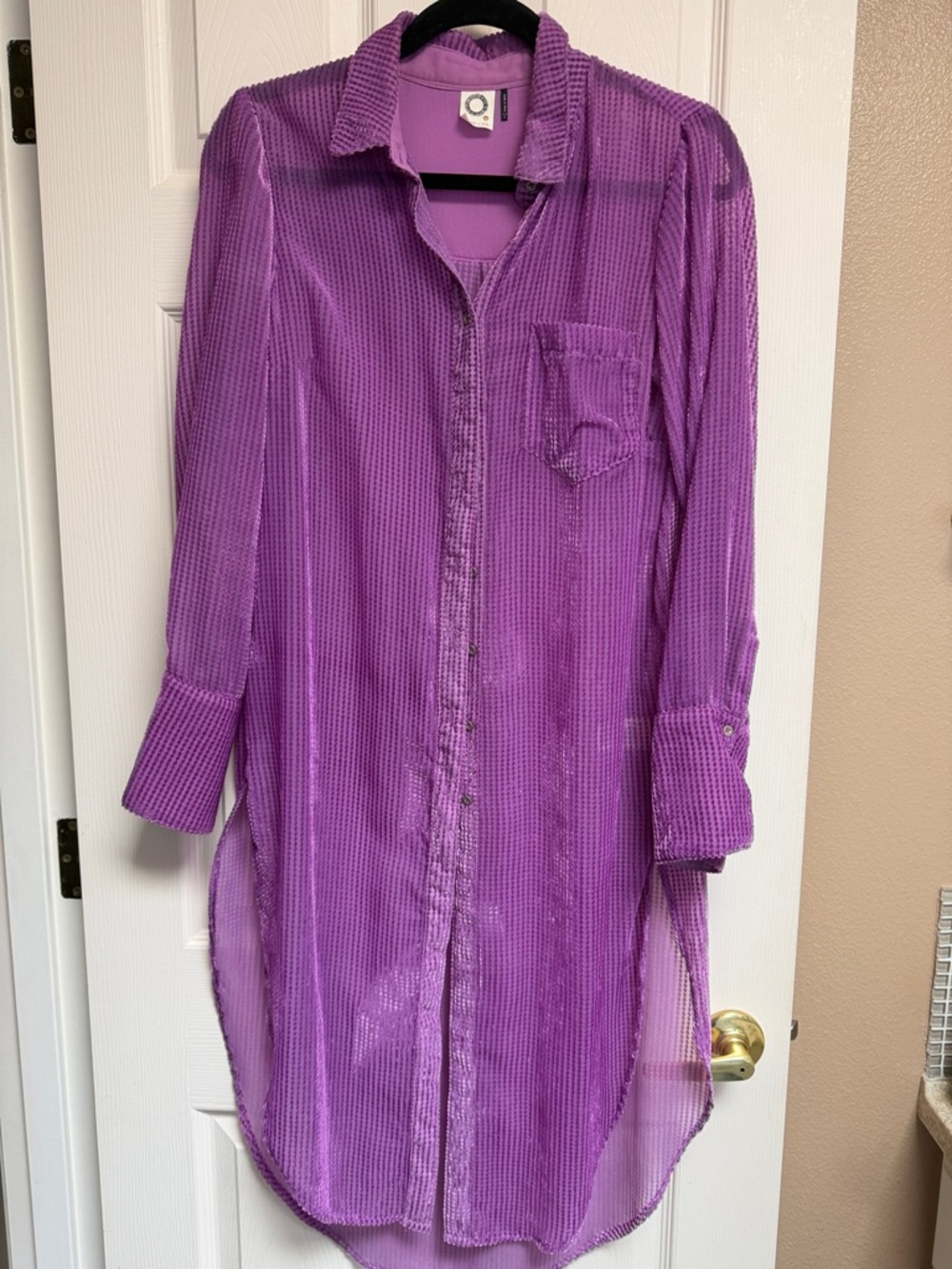 Women's Purple Button-Down Long Shirt